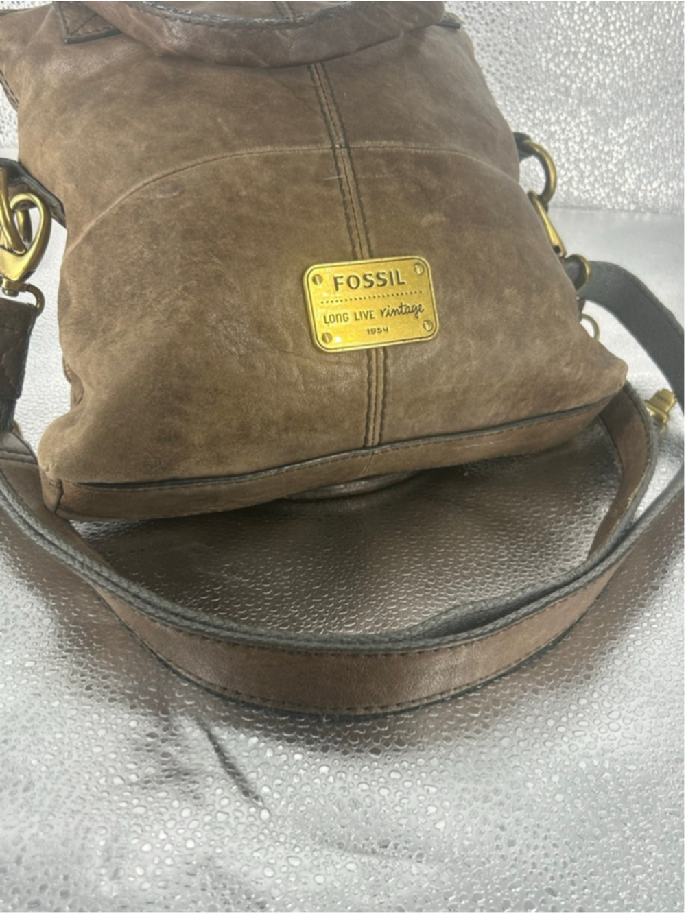 Women's Fossil Brown Leather Crossbody Bag One Size - Picture 6 of 8